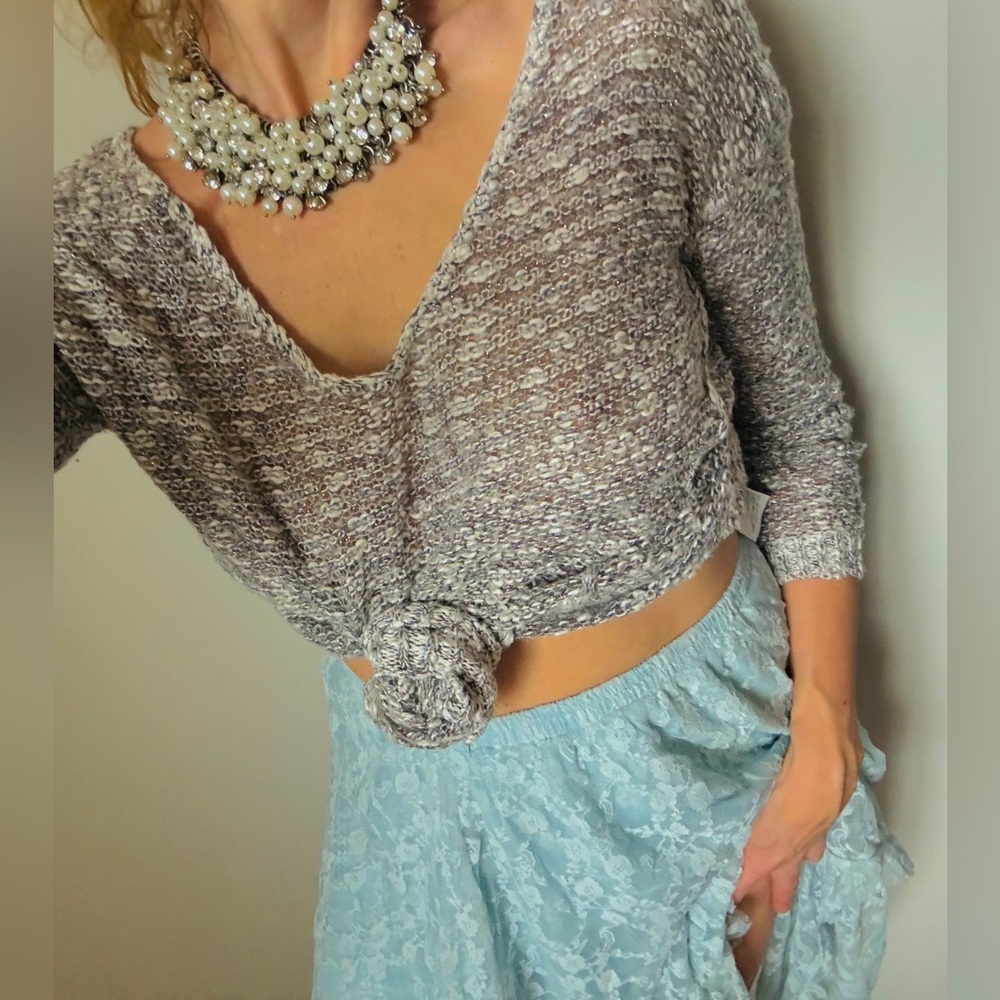 Abercrombie & Fitch Gray glitter weave Knit layering Sweater